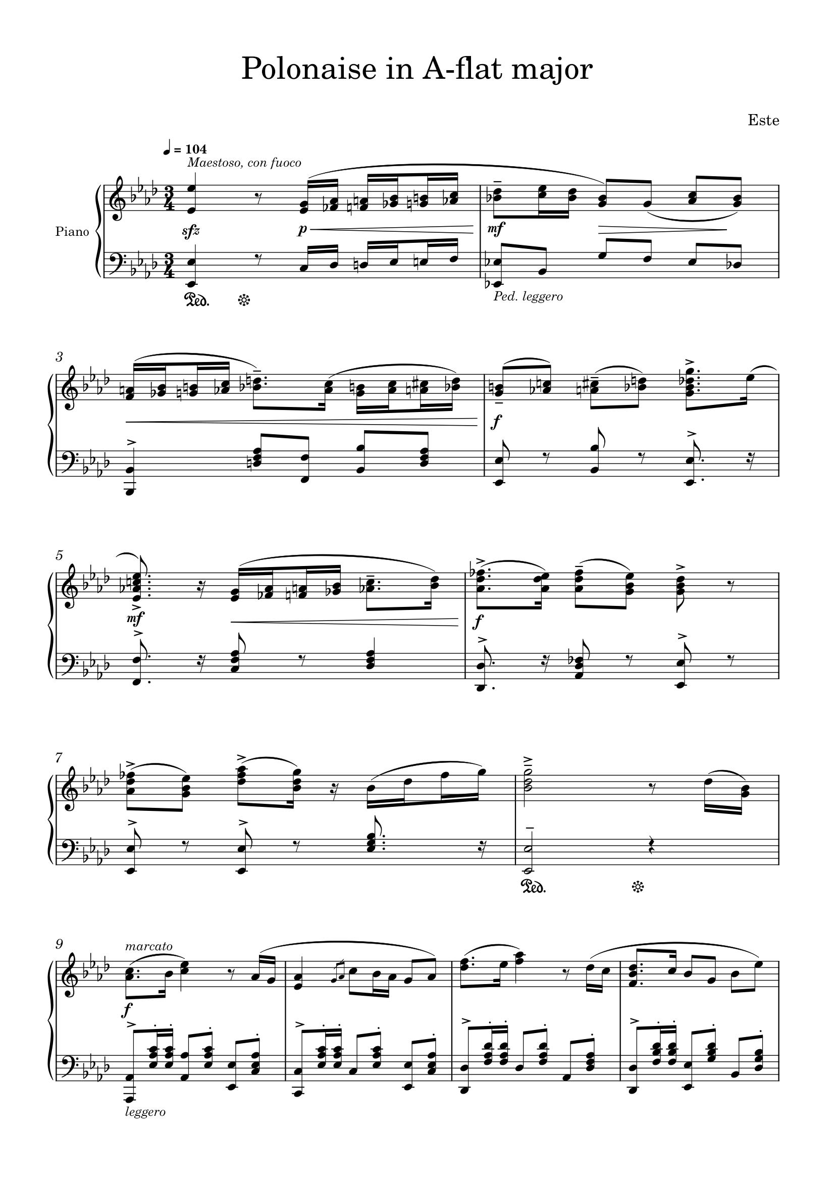 Polonaise in A-flat major: page 1 of 11 of the score