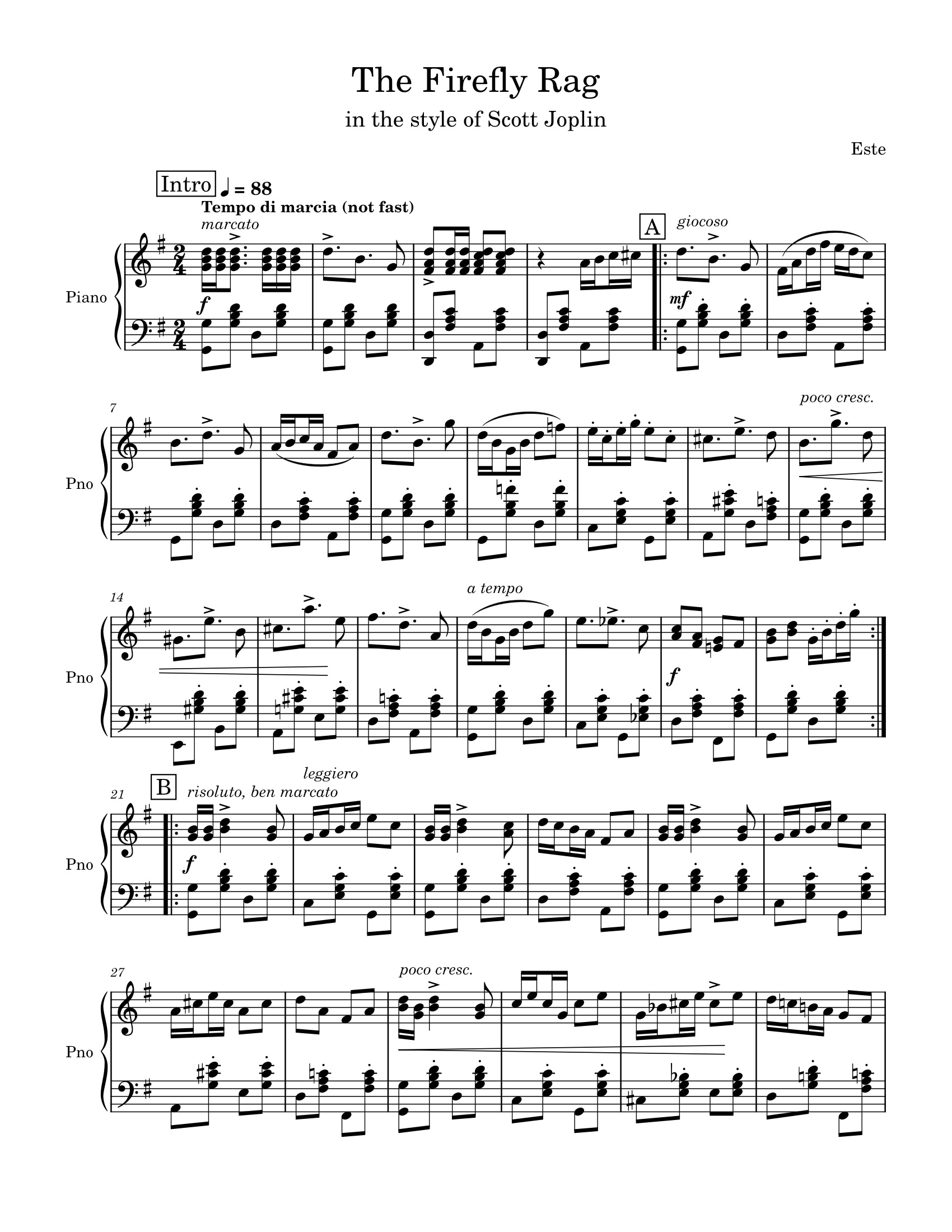 The Firefly Rag: page 1 of 3 of the score